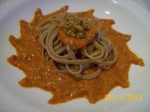 Linguine con crema di peperoni