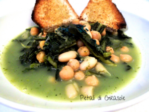 Zuppa di ceci fagioli e cavolo nero